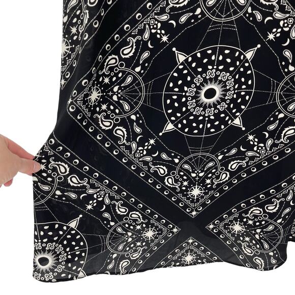 Talbots Plus 1X Sleeveless Black Celestial Print Dress Elastic Waist Sheer Fairy - Picture 10 of 16